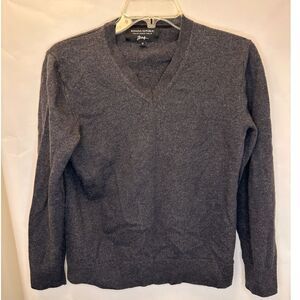 Banana Republic Fine Zegna Baruffa Italian Merino Wool V Neck Sweater M Charcoal